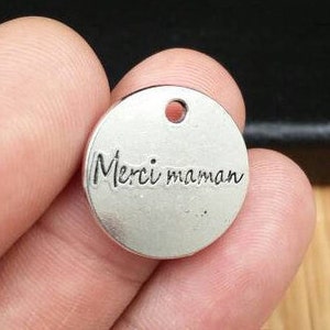 Dijes de Merci Maman, dichos inspiradores, colgantes de plata grabados, citas de afirmación, frases motivacionales, palabras de aliento, regalo de joyería