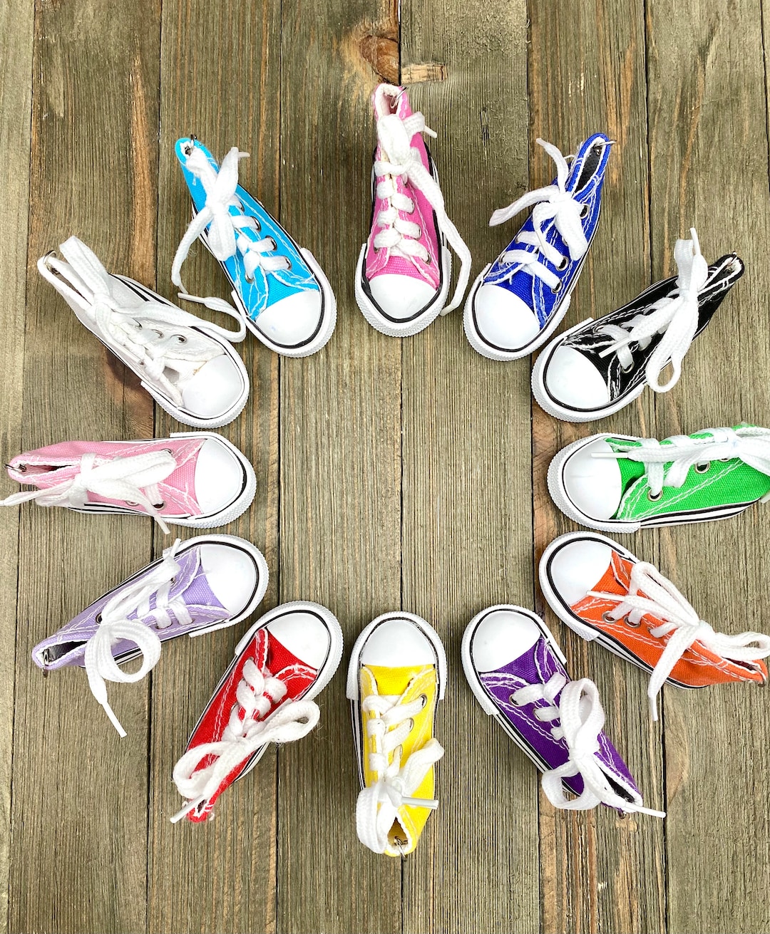 Canvas Lace Shoes Charms 3D Miniature School Casual Skater's Running Sneakers Tennis Sports Fun Bag Keychain Yoga Mala Necklace Pendant Gift - Image 2