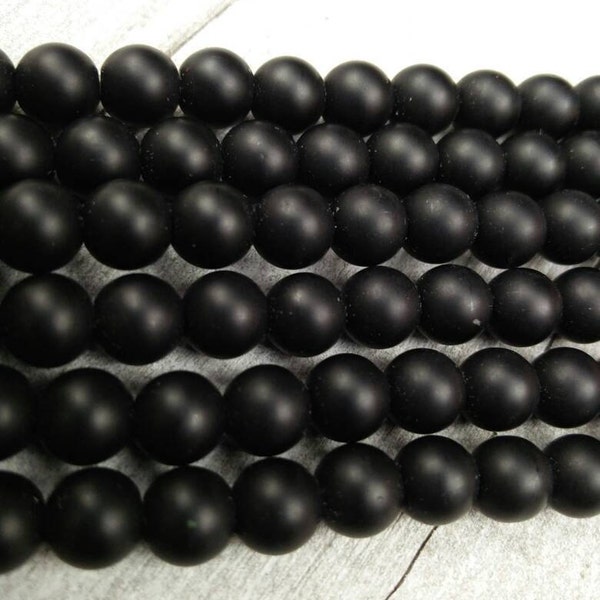 Jet Black Onyx Matte Beads 4/6/8/10/12/14mm Round DIY Yoga Mala Necklace Religious Rosary Bohemian Jewelry Findings Bracelet Earrings Anklet