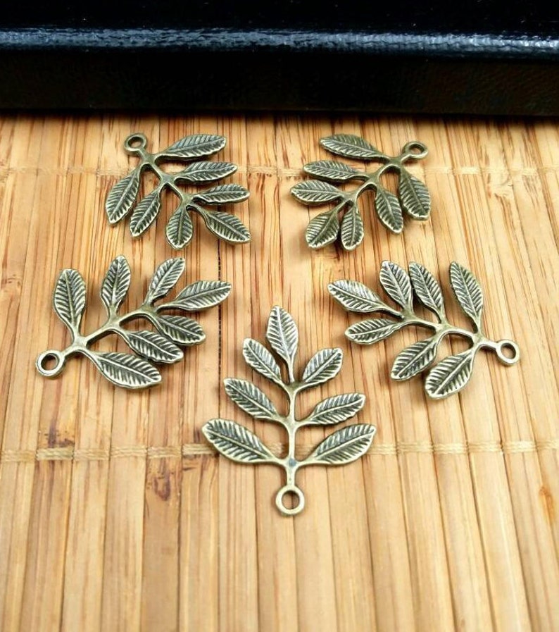 Leaf Connectors Bronze Vintage Style Leaves Links Charms Earrings Bracelet Anklet Yoga Mala Necklace Bohemian Jewelry Making Supply Findings