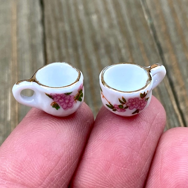 1 Tea Cup Ceramic Charm Porcelain Multicolor Enamel Miniature Doll House Coffee Mugs Spacers DIY Earrings Bracelet Anklet Yoga Mala Necklace