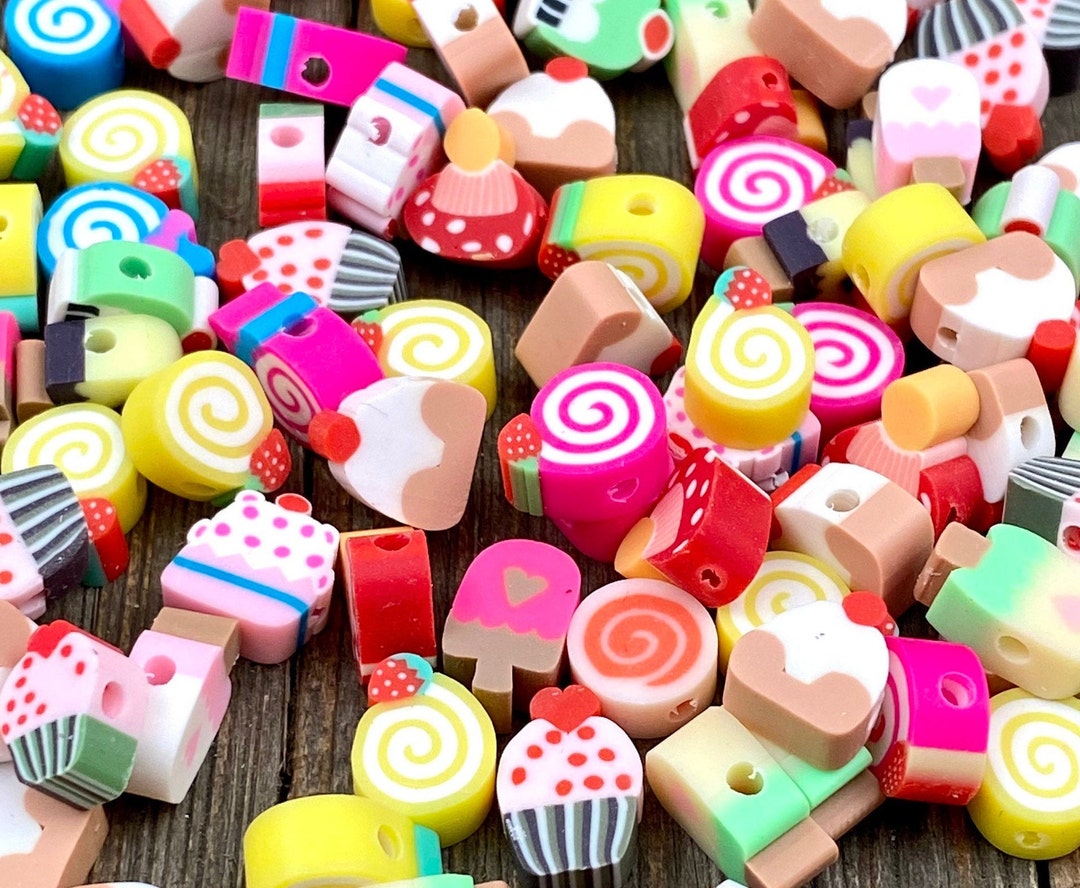 Polymer Clay Beads Ice Creams Candy Pastries Cup Cakes Sweets Assorted