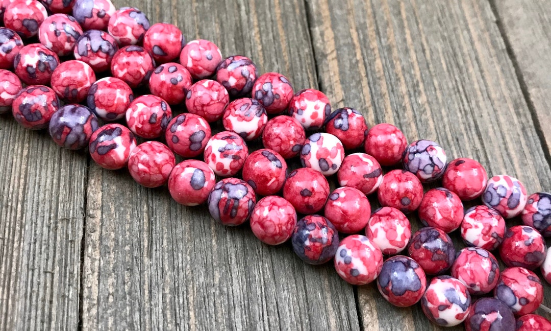 Red Purple Mosaic Beads 4/6/8/10mm Round Dyed DIY Religious Etsy