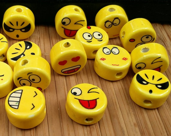 Happy Face Beads - 7mm Tiny Smile Shape Acrylic or Resin Beads