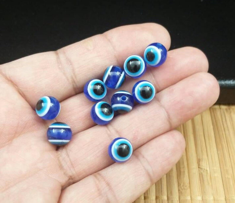 NEW! JEWELLERY MAKING 50 EVIL EYE LUCKY EYE RONDELLE DISC SHAPED BEADS 8MM