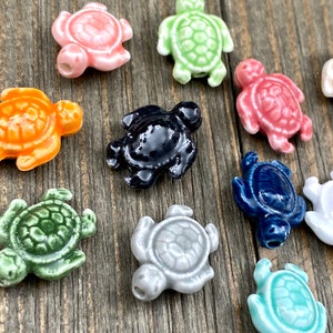 Big Turtle Ceramic Bead Tortoise Porcelain Hand Painted Handmade Multicolor Clay Spacer DIY Earrings Bracelet Anklet Yoga Mala Necklace Gift