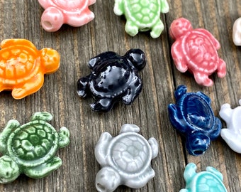 Big Turtle Ceramic Bead Tortoise Porcelain Hand Painted Handmade Multicolor Clay Spacer DIY Earrings Bracelet Anklet Yoga Mala Necklace Gift