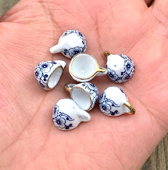 Tea Cup Ceramic Charm Porcelain Multicolor Teacup Miniature Doll House  Coffee Mugs Spacers DIY Earrings Bracelets Anklets Yoga Mala Necklace