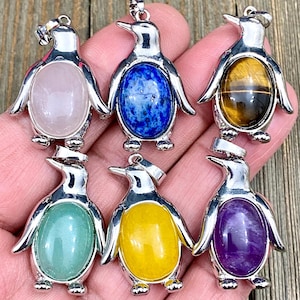 Colgante de pingüino, piedra de plata, dije para amantes de los pingüinos, pulseras, tobilleras, pendientes, mala de yoga, suéter largo, collar, accesorios de joyería boho, regalo
