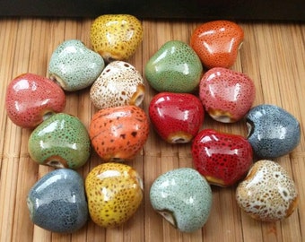 8 Keramik Herz Liebe Perlen Porzellan Handbemalt Handgemachte Keramik Ton Multicolor Guru Focal Yoga Mala Halsketten Armbänder Fußkettchen Ohrringe