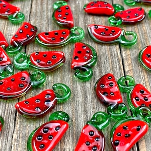 Watermelon Lampwork Glass Beads Handmade Fruits Vegetable Charms DIY Bracelet Anklet Earrings Yoga Mala Necklace Bohemian Jewelry Findings