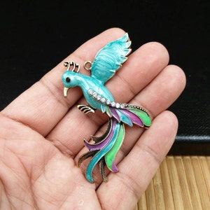 Bird Enamel Pendant DIY Bohemian Jewelry Findings Yoga Mala Necklace Beautiful Bird Lover&#39;s Bird Watcher&#39;s Charms Keychain Earrings Supply.