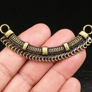 1 Necklace Connector Antique Style Large Bronze Multi Loop Tassels Pendant Crescent Half Moon Yoga Mala Jewelry Making Arch Charm DIY Supply