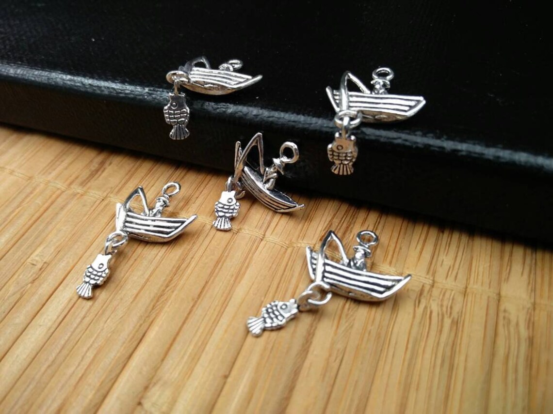 Fisherman Charms Fishing Charms Boat Charms Catching Fish | Etsy