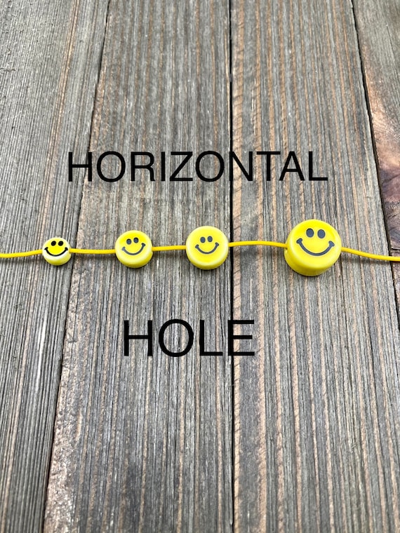 Ceramic Happy Face Beads Horizontal/vertical Hole 8/10/12/15/16mm