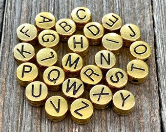 6mm Golden Metal English Alphabet Beads A To Z Initial Letters Words Names Round Spacers DIY Earrings Bracelets Bohemian Jewelry Findings