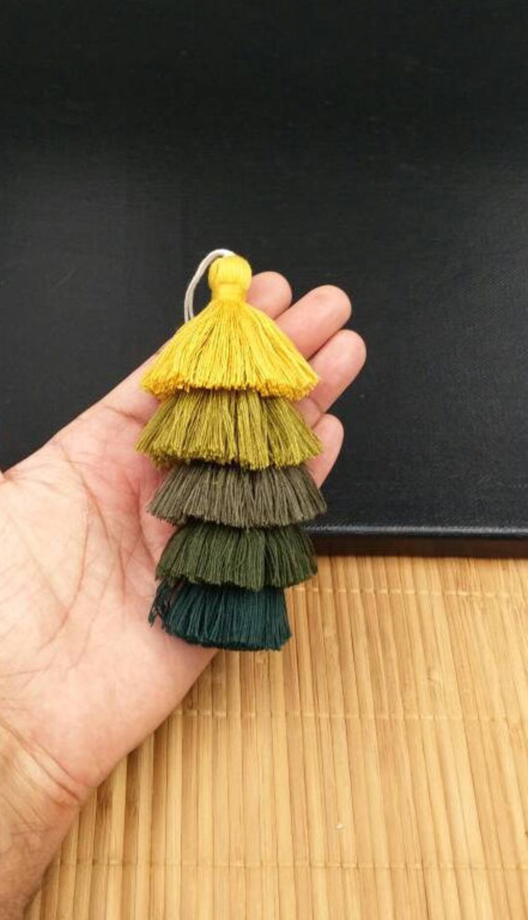 5 Layer Tassel 5 Inches Multicolor Cotton Tassel Earrings Etsy