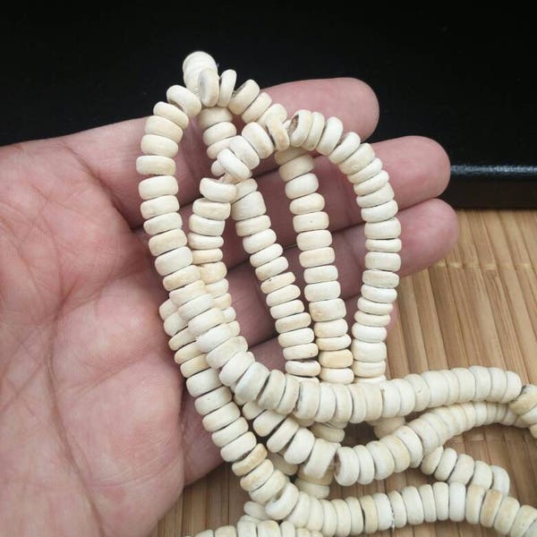 100 Qty 8mm Natural Coconut Shell Beads Heishi Disc Shaped Spacers Donut Shape Separators Earrings Bracelet Rosary Yoga Mala Necklace Supply