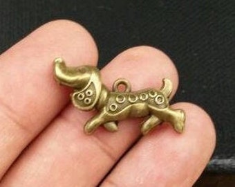 1 Dog Pendant Bronze Metal Vintage Style Antique Design Pet Lover"s Charm DIY Yoga Mala Necklace Bracelet Earrings Bohemian Jewelry Findings