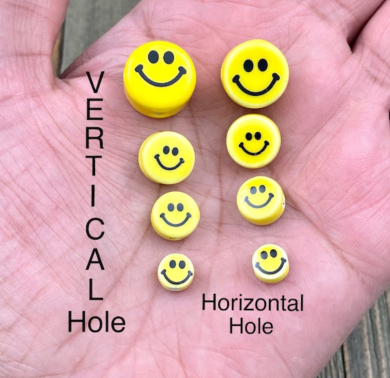 ◆オーダー用◆ ダイカット SMILE HAPPY フレーム Ceramic Happy Face Beads Horizontal/vertical Hole 8/10/12/15/16mm