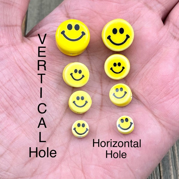 Ceramic Face Beads Horizontal/Vertical Hole 8/10/12/15/16mm Happy Smile Yellow Porcelain Spacer Bracelet Earrings Bohemian Jewelry Findings