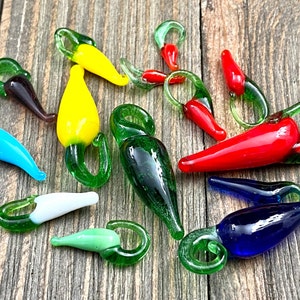 Hot Chili Pepper Lampwork Glass Charms Handmade Chilli Vegetable Bead Bracelet Earrings Yoga Mala Pendant Necklace Bohemian Jewelry Findings