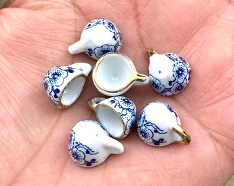 Tea Cup Ceramic Charm Porcelain Multicolor Teacup Miniature Doll House Coffee Mugs Spacers DIY Earrings Bracelets Anklets Yoga Mala Necklace
