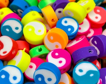 Polymer Clay Beads Multicolor Vinyl Round Yin Yang Spacers DIY Bracelets Earrings Anklets Yoga Mala Necklace Bohemian Jewelry Findings Gift.