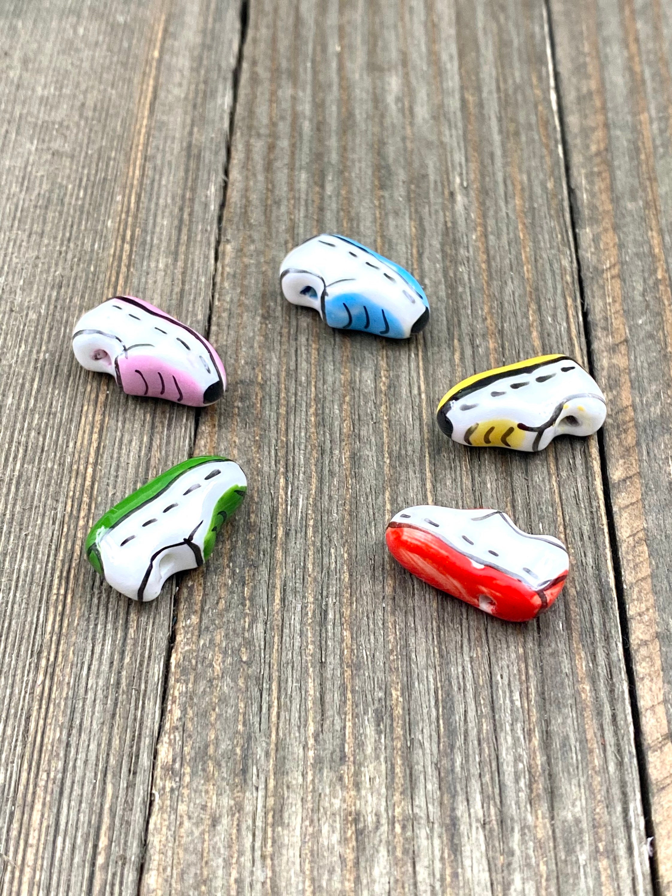 1 Ceramic Running Shoe Bead Porcelain Multicolor Enamel Etsy