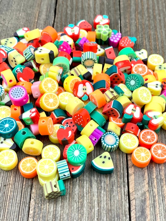 10mm Fruit Shaped Polymer Clay Beads, Beads for Kids, Jewelry Beads, Fruit  Beads, Fun Beads, Bracelet Beads, Approximately 40 Beads 