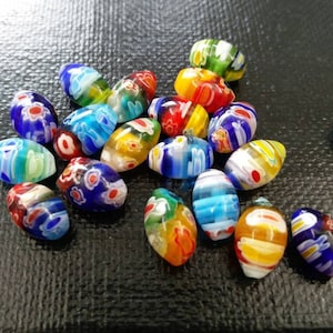 Millefiori Beads 13 x 8 mm Flower Glass Beads Necklace Bracelet Mala Earrings Lampwork Multicolor Italian Jewelry Making Beading Supplies