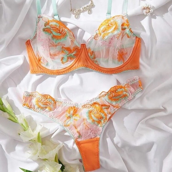 orange-lingerie-set-etsy