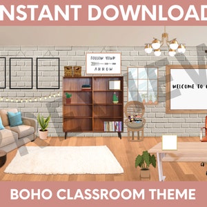 Boho Classroom Theme Background | Instant Download | Use with Google Classroom & Other Platforms | Add Your Own Bitmoji!