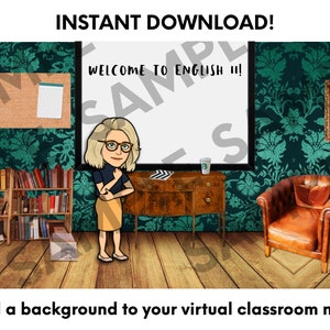 Digital Classroom Background | Add Your Own Bitmoji | Instant Download | Google Classroom Background | Classroom 2
