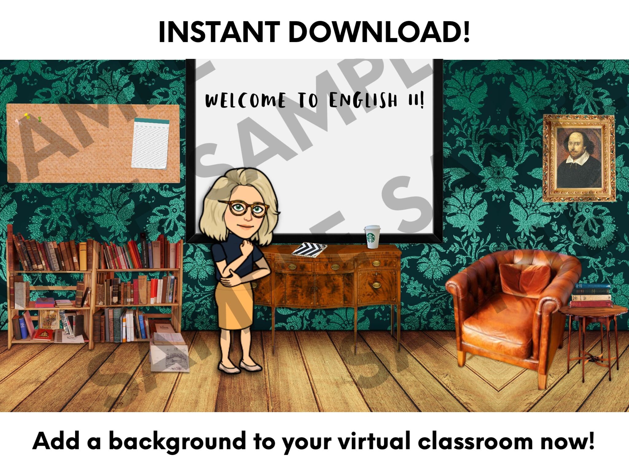 Customizable Classroom Background ESL Online (Instant Download) 