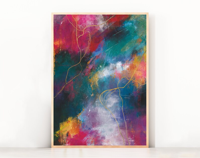 Printable Abstract Wall Art, Original Painting, Downloadable Colorful