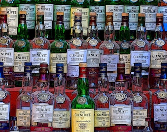 Wall of Glenlivet – Fine Scotch Whisky Bottle Art Print for Bar or Mancave Decor