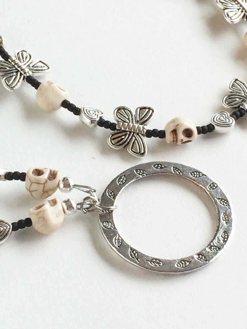 Butterfly Heart Skull Eyeglass Holder Necklace Etsy