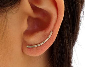 Minimalist Silver Ear Climber: semplice orecchino a barretta