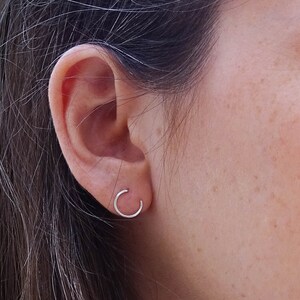 Sterling Silver Half Circle Studs: Minimalist Open Earrings