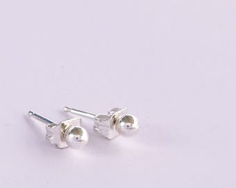 Ball studs | Ball stud earrings | Silver ball earring | Dot silver earrings | Small ball studs  | Tiny bead studs| Dot post studs |