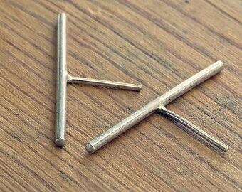 Stick stud earring sterling silver | Long bar stud earring | Dash bar studs earrings | Double post stick Earring | Minimalist stick studs