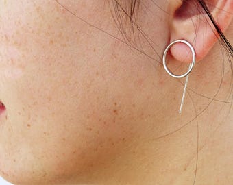 Circle earring | Simple drop earrings | round earrings | Geometric earrings | Open Circle Earrings | Minimal Circle Ear Jacket Earrings