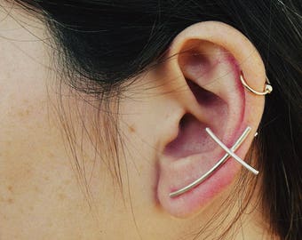 Cross ear climber | Ear Climber earrings | Delicate cross earring | Cross ear cuff  | Simple Ear Cuff | Ear Crawlers | Minimalist earring