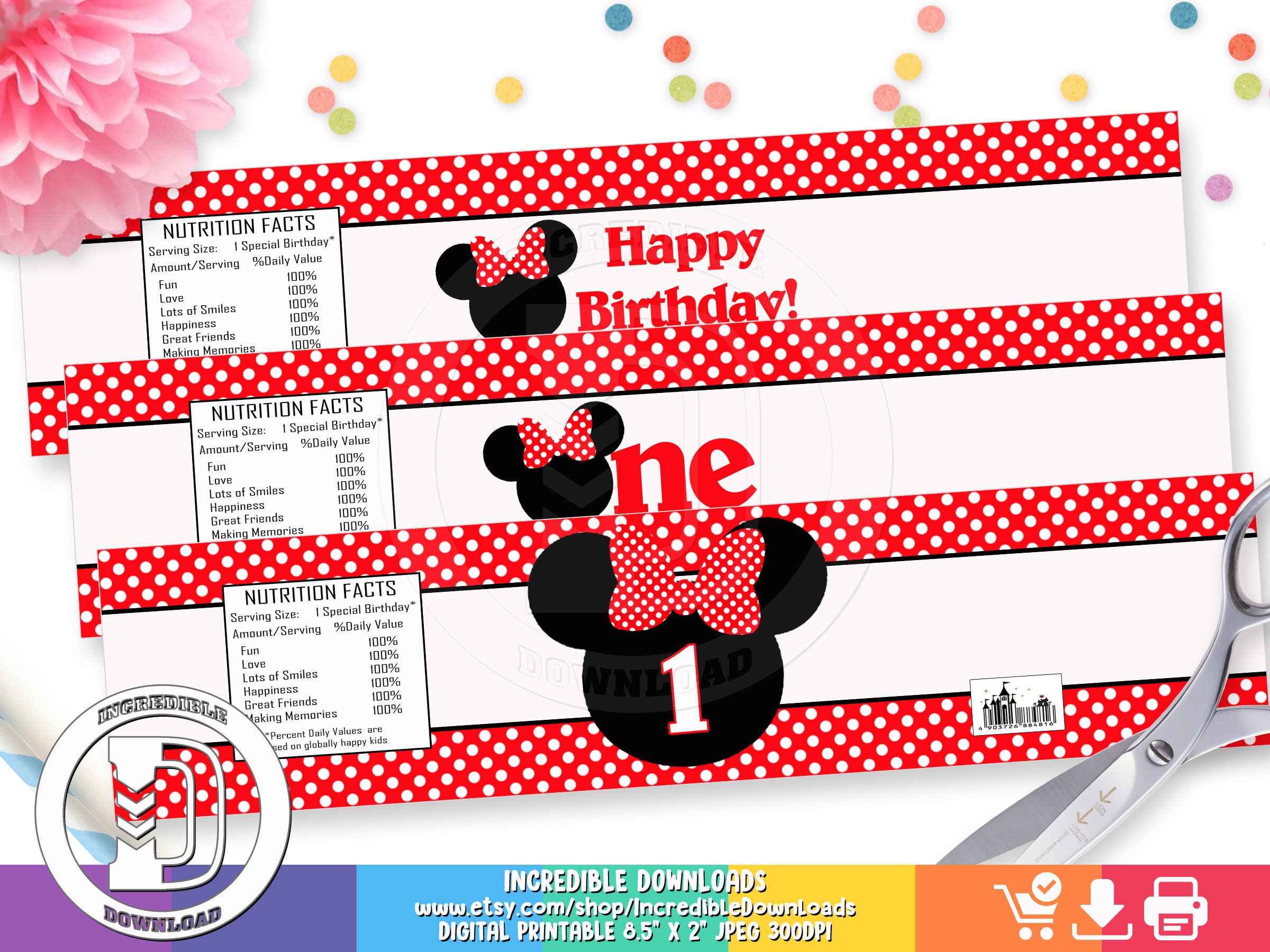 Minnie Mouse Red Minnie Mouse Water Bottle Label Minnie Red Etsy