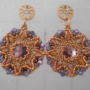 Tutorial pdf ita. Photo tutorial. Earrings tutorial &quot;Goodnight flower&quot;. iris duo tutorial. Pattern pdf ita. Pattern earrings.