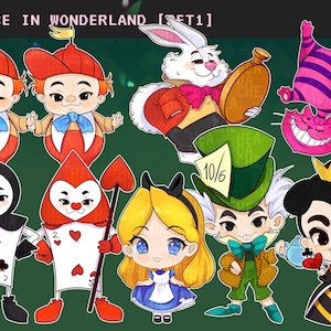 Cute Alice in Wonderland Digital Clipart, characters, graphics, stickers: Instant Download PNG file - 300 dpi