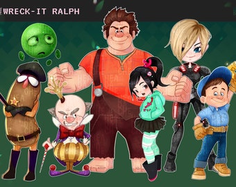 Cute Ralph characters clipart : instant download, PNG file - 300 dpi