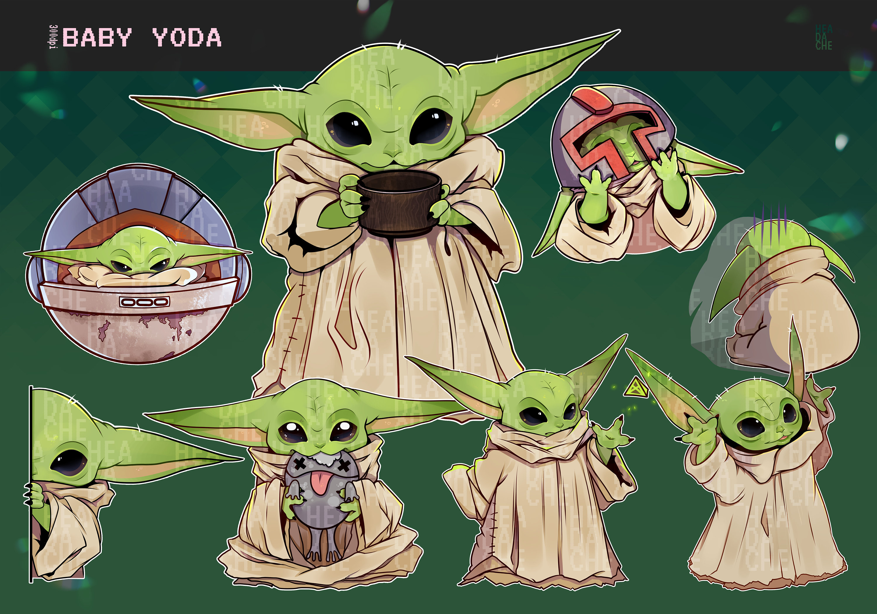 Cute Baby Yoda The Mandalorian Characters Clipart Instant Etsy Sweden