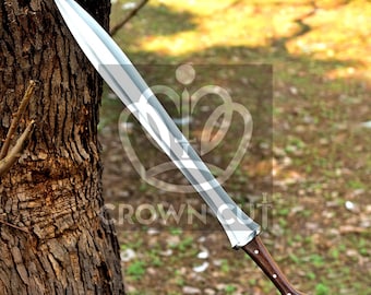 Hand Forged Carbon Steel Xiphos Sword: Viking Gladius with Leather Sheath